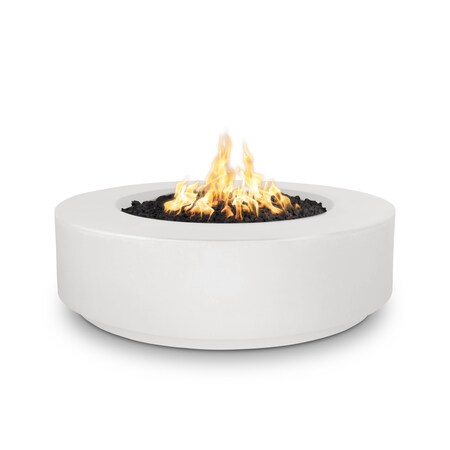 The Outdoor Plus 42 Round Florence Fire Pit, GFRC Concrete, White, Plug & Play Electronic Ignition, Liquid Propane OPT-FL4224EKIT-LIM-LP